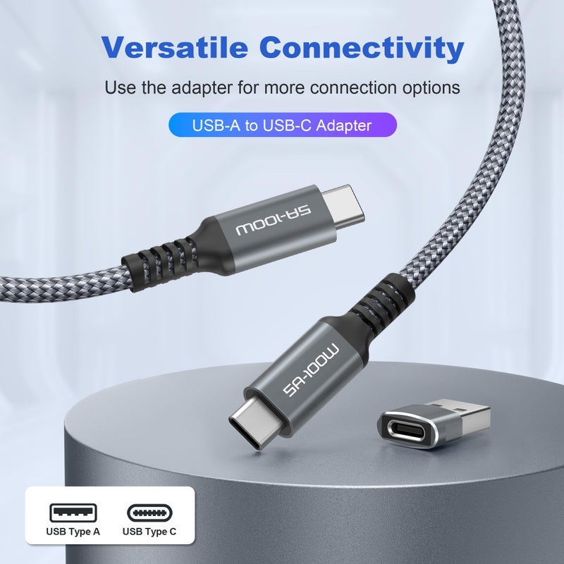 بيز سايلور كابل شاحن ماكس آيفون 16 16 15 برو 10 قدم، كابل USB C إلى Type C بقوة 100 واط مع محول USB، سلك شحن سريع للسيارة لآيباد، 10th Air 4th Mini خامس السابع الجيل السادس، سامسونج جالاكسي S25 S24 S23 - Image 3